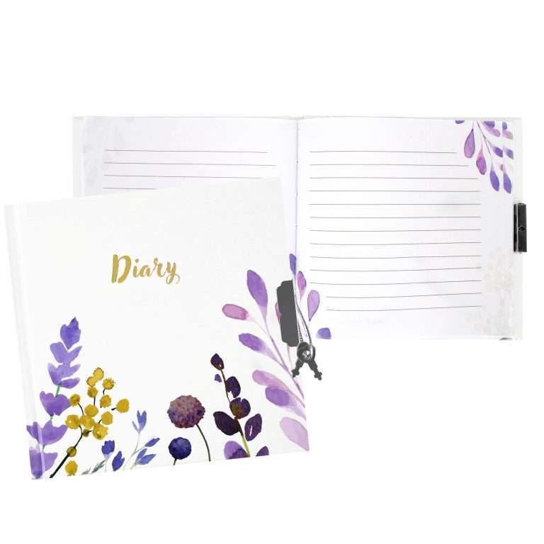 Ditar me çelës me dizajn lule dhe mbishkrimin “Diary”