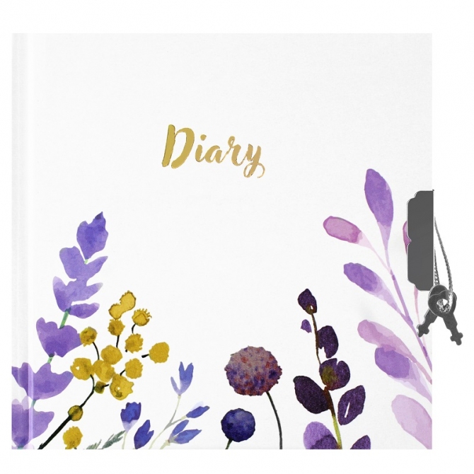 Ditar me çelës me dizajn lule dhe mbishkrimin “Diary” thumbnail 3