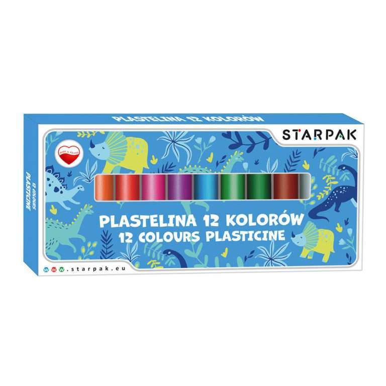 Plastelinë me 12 ngjyra dhe me dizajn dinosaur