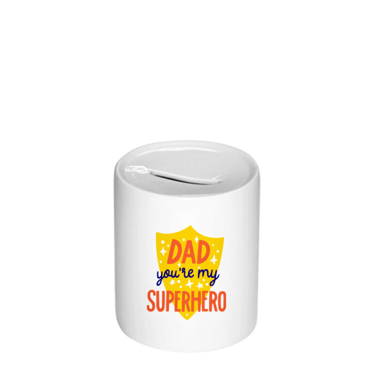 Arkë kursimi me mbishkrimin “Dad you are my Superhero”