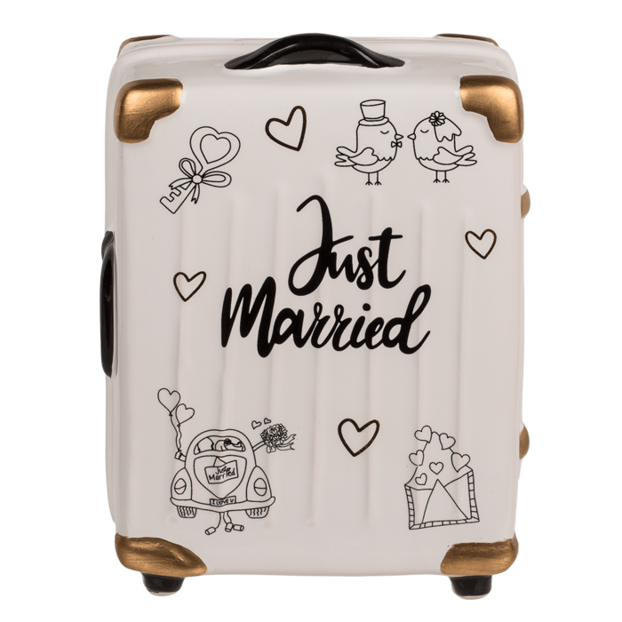 Arkë kursimi qeramike në formë valixhe Just Married thumbnail 4