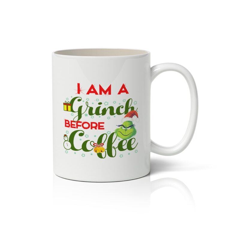 Filxhan qeramikë me shprehjen “I am a Grinch before Coffee”