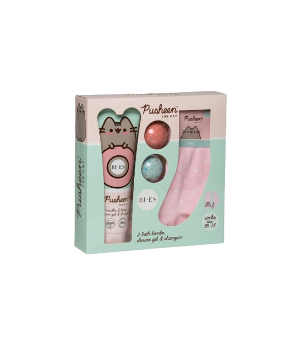 Confezione-Pusheen-the-cat-Gel-docciashampoo-bombe-da-bagno-calzini-1